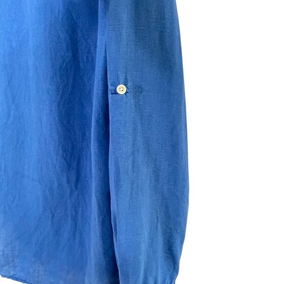 Tommy Bahama 100% Linen Garment Dyed Blue Button Down Shirt Coastal Size Large - Picture 8 of 11